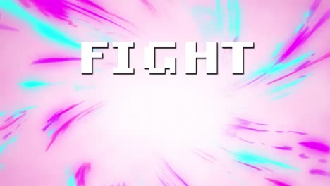 animación digital del texto de lucha sobre ondas digitales azules y púrpuras contra un fondo rosa