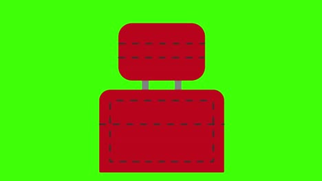 2d animated illustration of a red car seat on a green screen