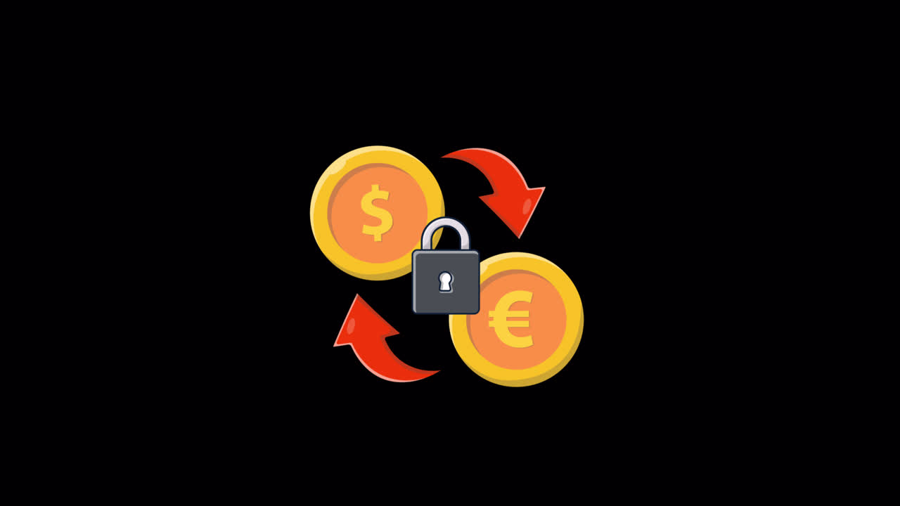Secure Dollar and Euro Currency Exchange with Padlock Animation