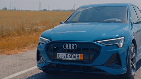 audi e-tron first all-electric suv car. presentation of a new car model.