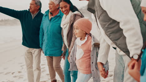 Family,-pointing-and-children-with-grandparents