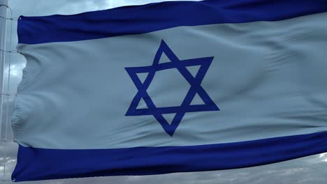 flag of israel waving in the wind against deep beautiful clouds sky