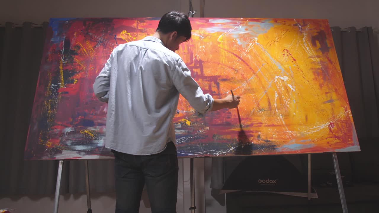 Talented Male Artist With Paint And His Picture