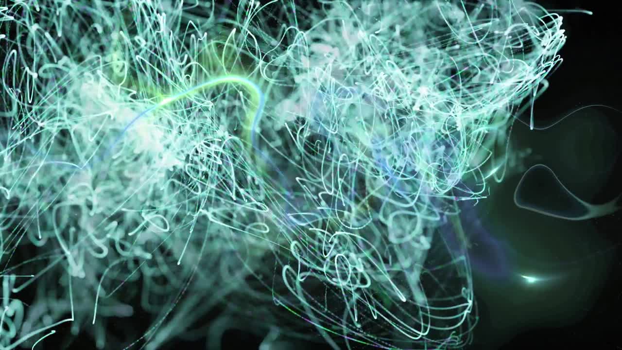 animación de senderos de luz verde y azul brillantes que se mueven en el fondo