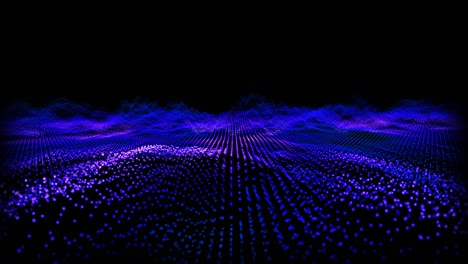 futuristic abstract violet glow blue fly over waveform sound audio music ball oscillation, visualization wave technology digital surface