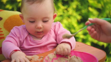 baby girl eating