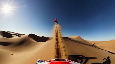 motocross jumps over desert dunes