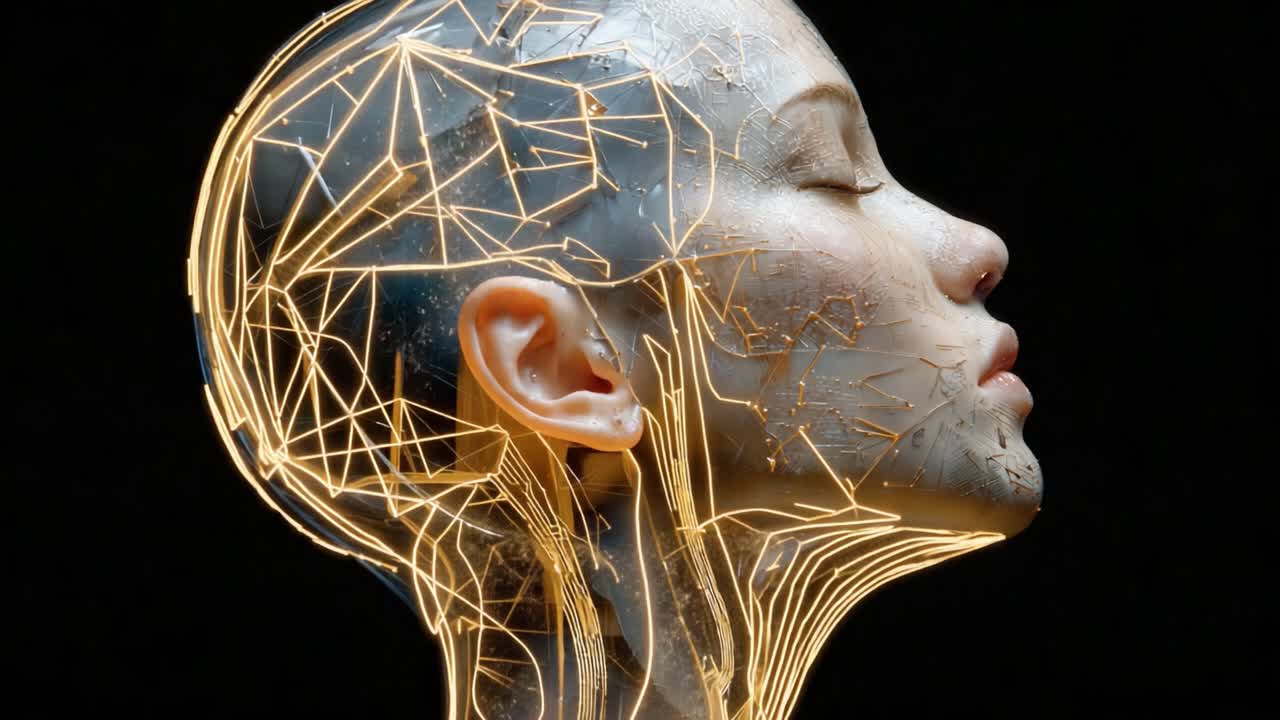 A Captivating Evolution of a Futuristic Headpiece Showcasing Cosmic Connections with Glowing Neural Patterns and Ethereal Features in an Enchanting Display