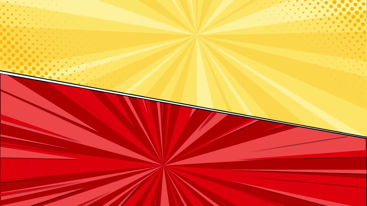 animación de fondo dinámica de estilo cómic rojo y amarillo