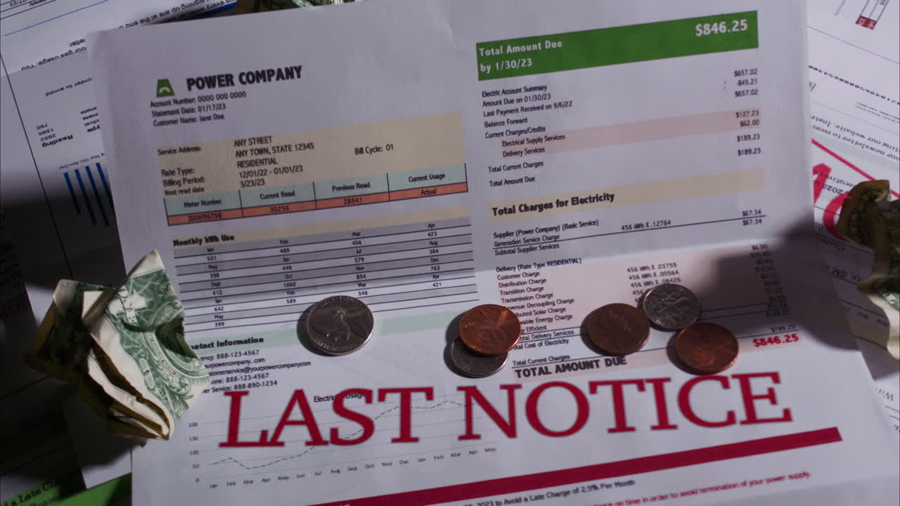 pilas rotativas de billetes vencidos con dinero y monedas arrugados