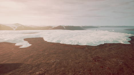 aerial view of a glacier in the arctic