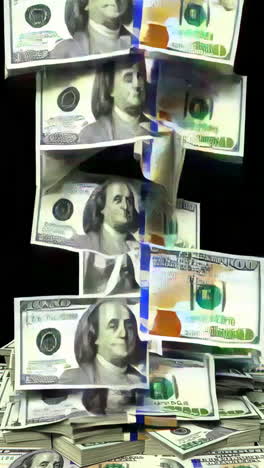 stacks and falling us hundred dollar bills