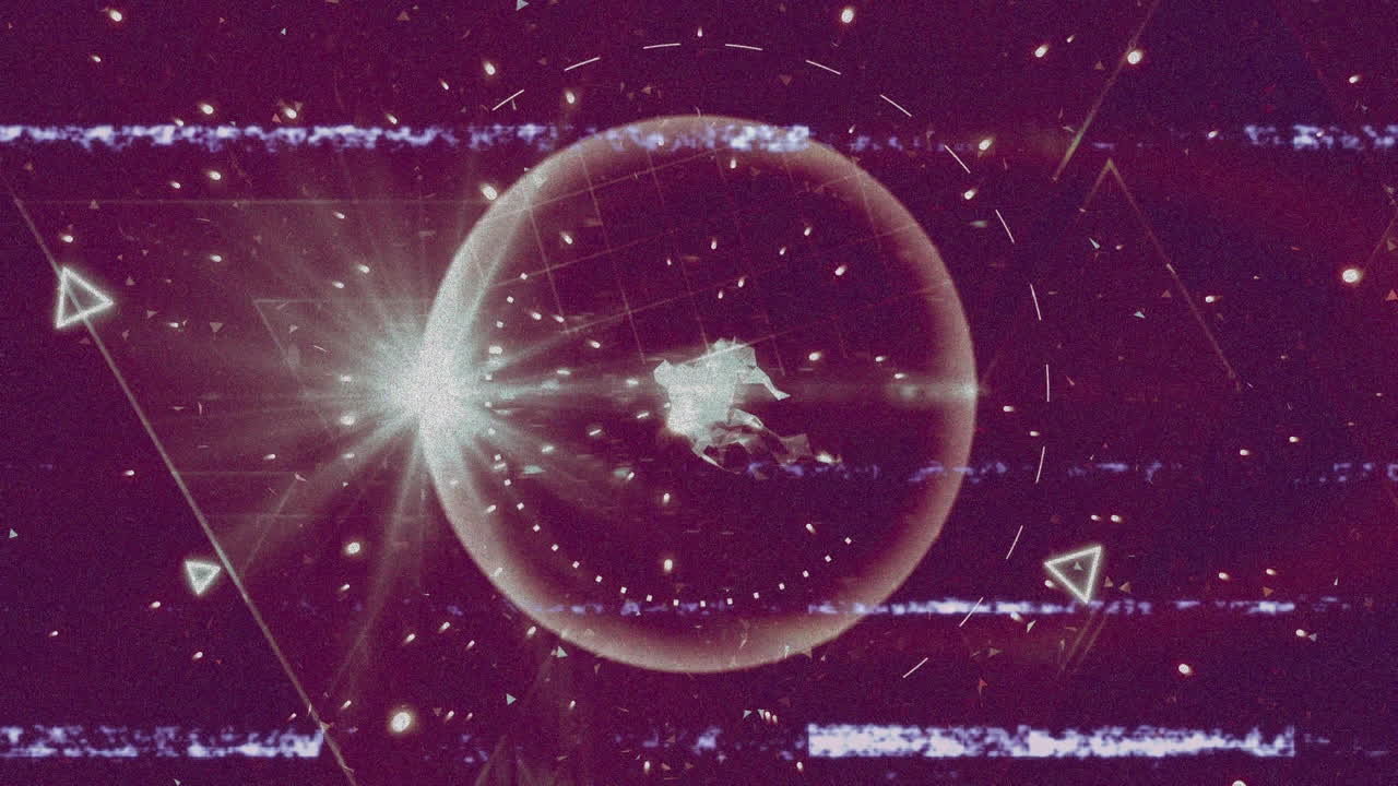 animación de la pantalla con glitch y redes