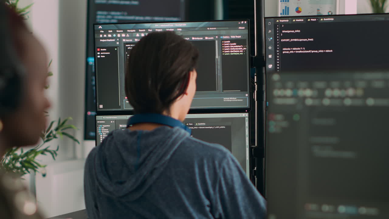 Database programer writing code on terminal window
