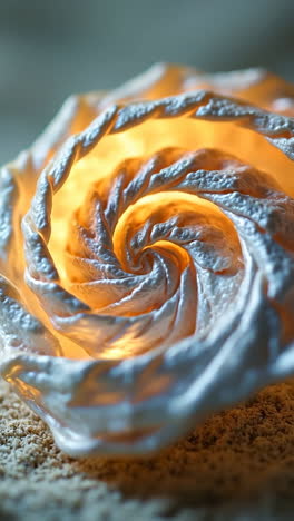 abstract spiral sculpture with warm orange glow