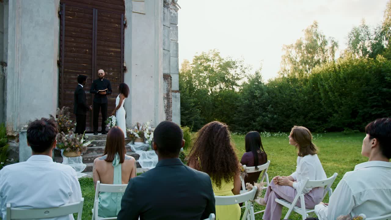 Outdoor Wedding Ceremony with Diverse Guests