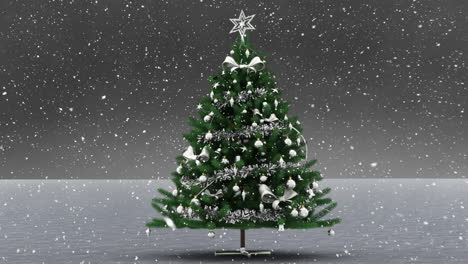 nieve cayendo y árbol de navidad