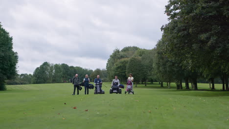 golfing on a golf course