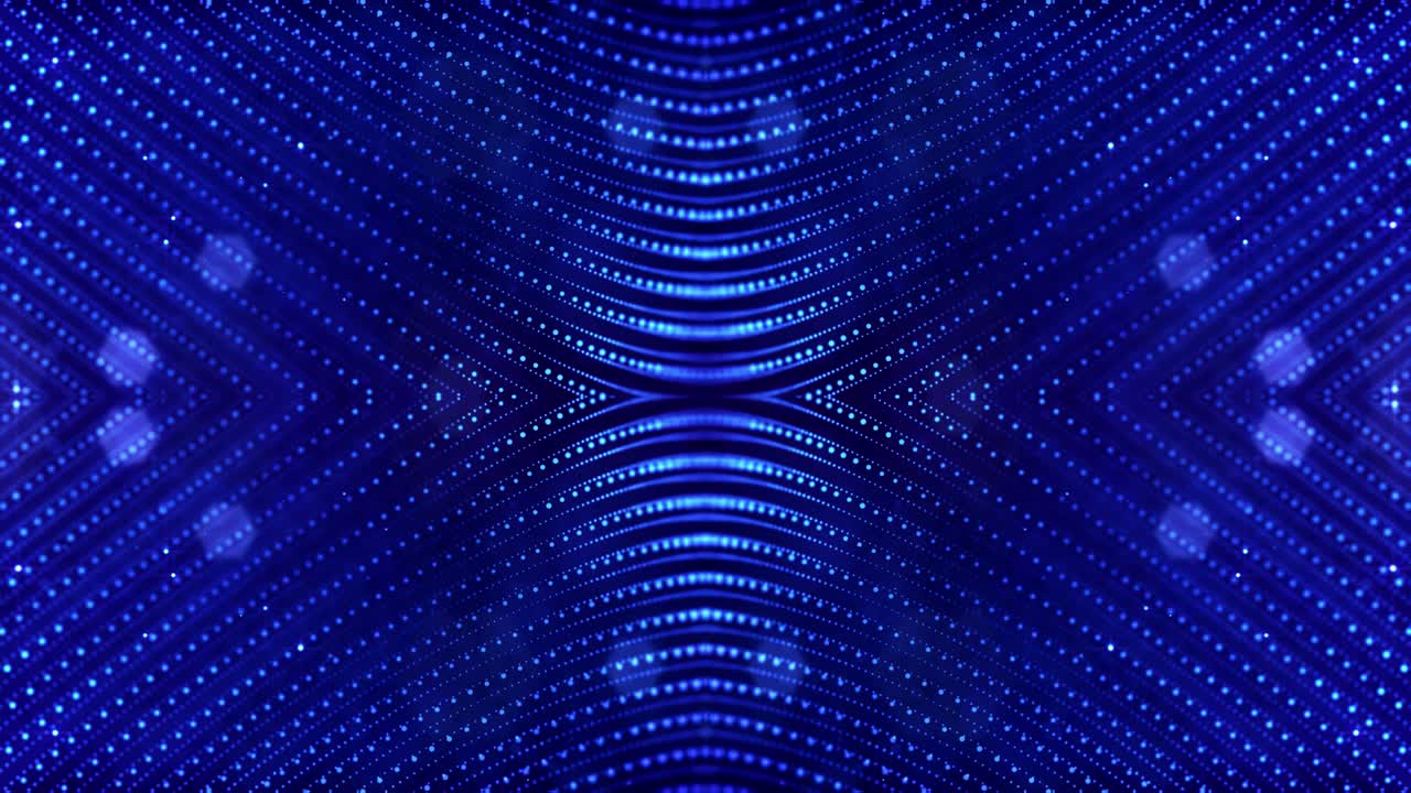 4k looped sci-fi 3d abstract background. Glow blue particles form lines, symmetrical structures. For holiday presentations, ceremonies as vj loop motion design