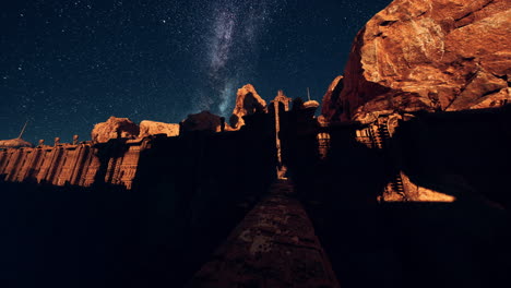un castillo de fantasía bajo un cielo estrellado