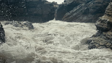 crashing waves on a rocky shore