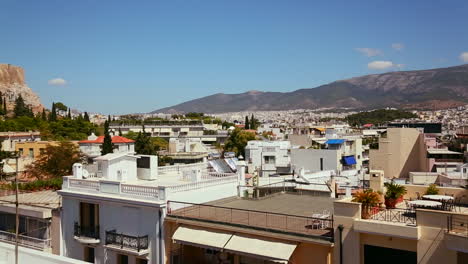 Wide-establishing-shot-and-pan-of-Athens-Greece-to-reveal-Acropolis-and-Parthenon