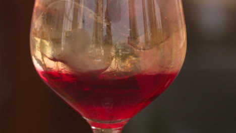 close-up of mixed drinks in glasses
