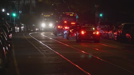 batimore avenue traffic, cars, headlights, night, west philadelphia