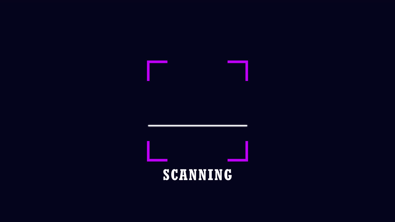 Digital Scanning Animation with Purple Frame and Text