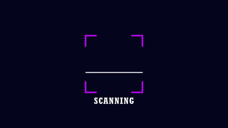 Digital Scanning Animation with Purple Frame and Text