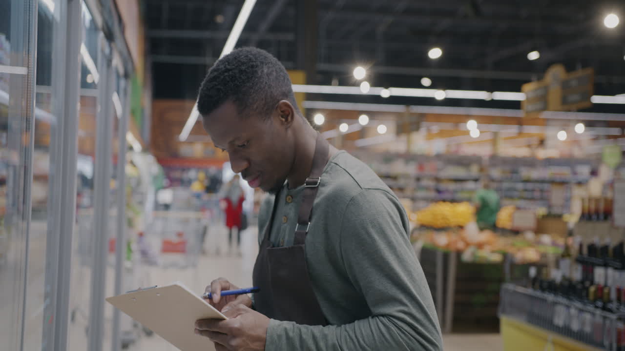 Grocery Store Employee Checking Inventory