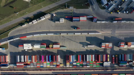 cargo trains leaving the terminal with containers