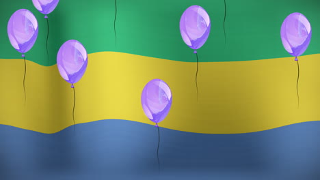 animación de globos sobre la bandera de gabón