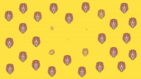 animación de cabezas de león sobre fondo amarillo