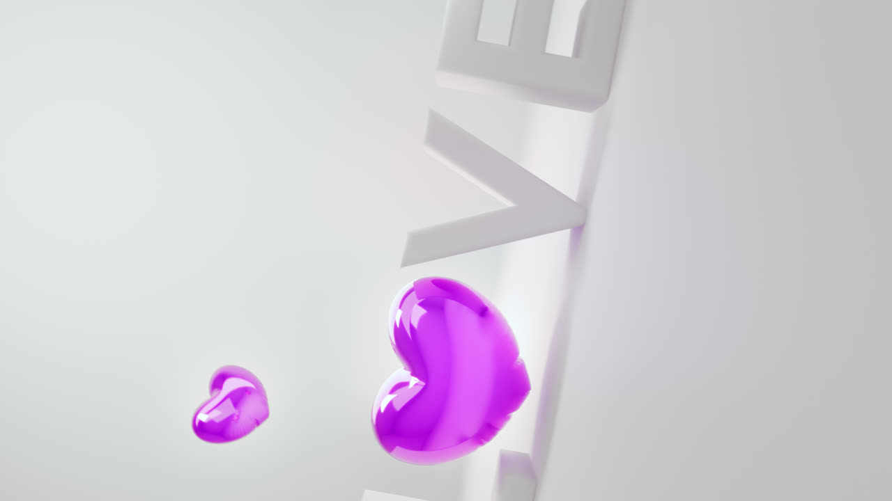 White love letters sign with the violet heart instead of "O" letter