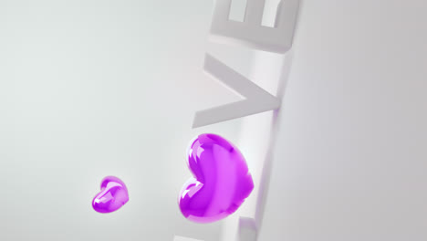 white love letters sign with the violet heart instead of "o" letter