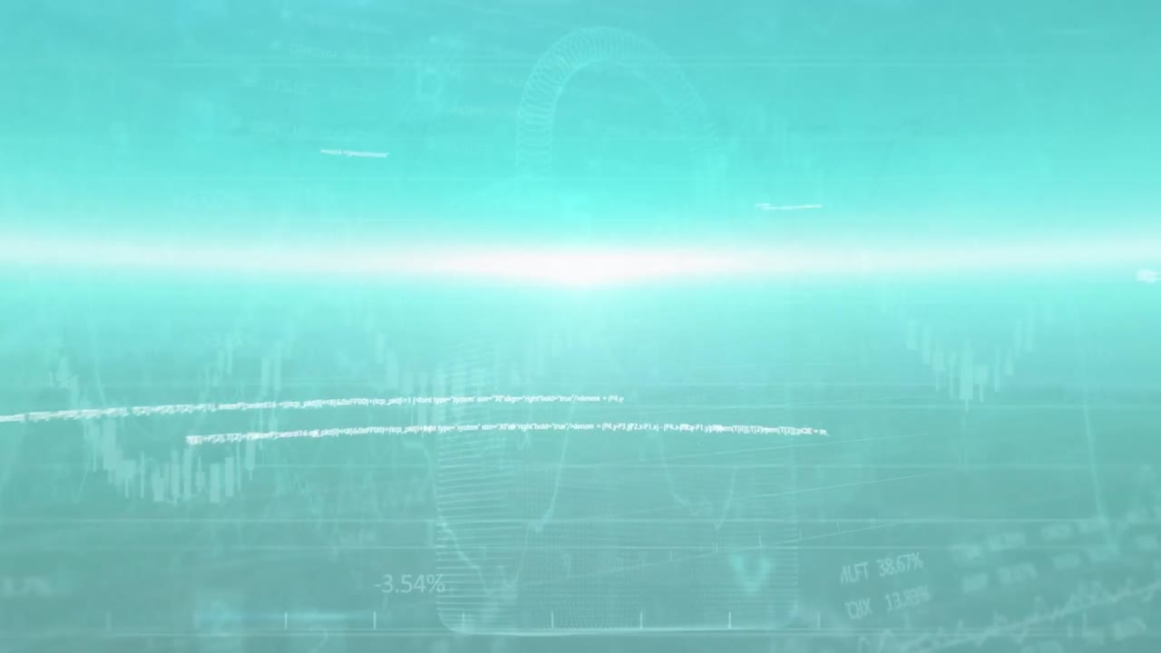 녹색 바탕에 빛, 데이터, 그래프 및 디지털 박의 애니메이션