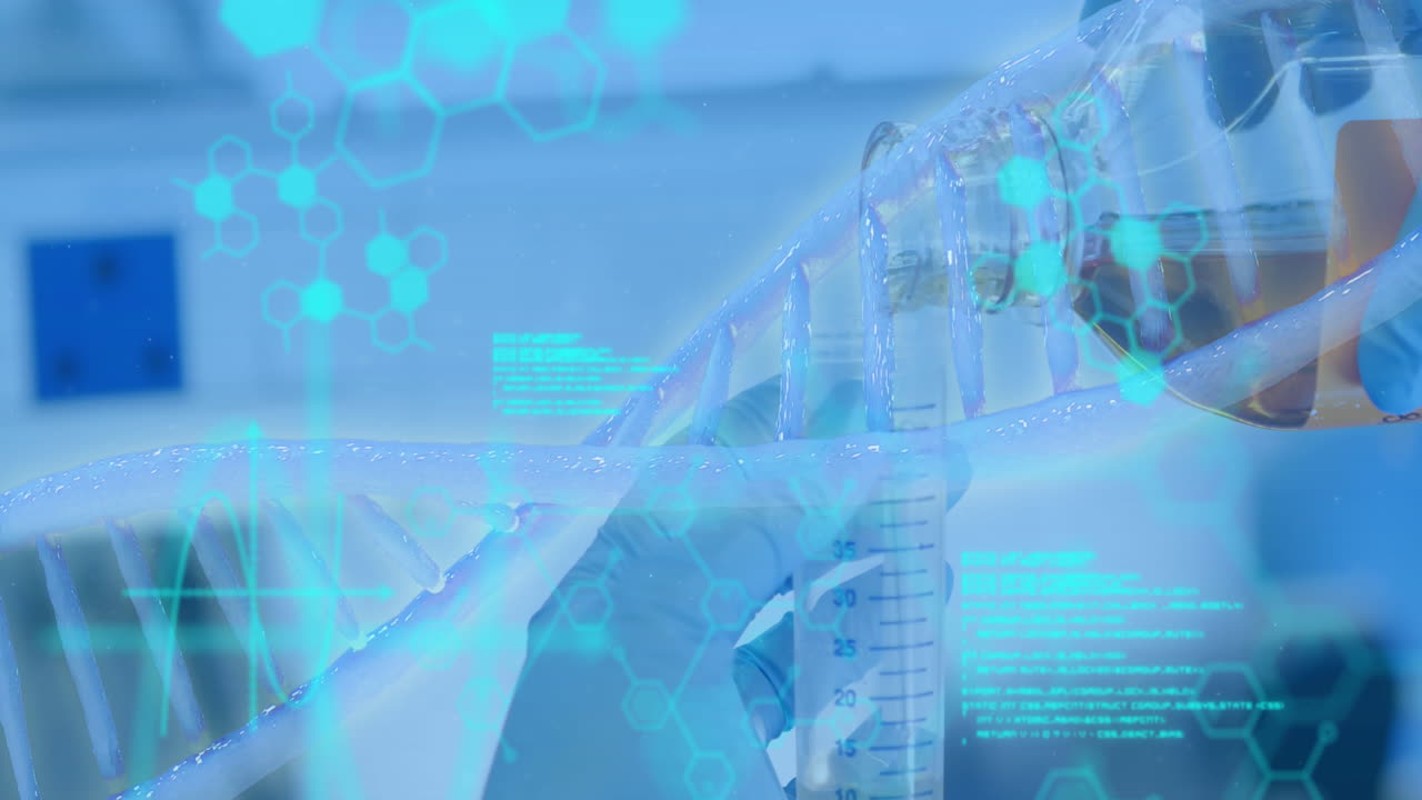 dna 가닥 스핀링을 통해 과학 데이터 처리의 애니메이션