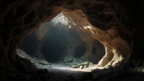 interior de la cueva misteriosa con la luz del sol