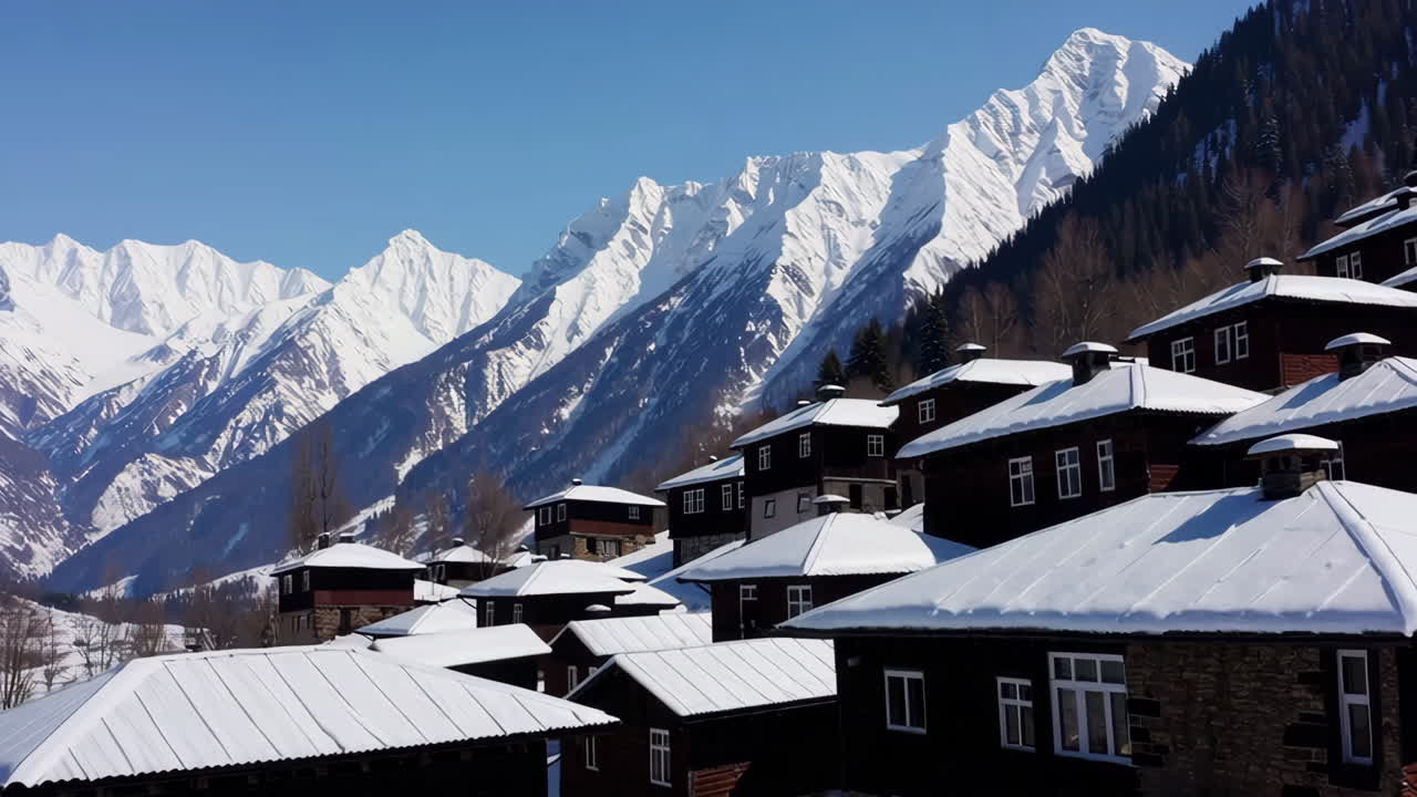 Snow-covered Mountain Village