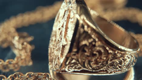 close-up of a gold masonic ring