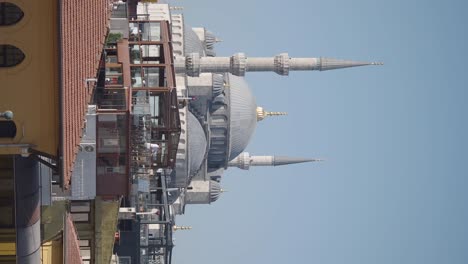 istanbul, turkey: view of the blue mosque from a rooftop restaurant