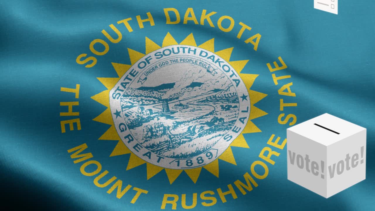 사우스 다코타 주 - 투표용지가 남 다코타 선택을 위해 상자에 날아갑니다 - 발 앞에 있는 투표용지 - 선거 - 투표 - 국가 발 사우스다코타 주 파동 패턴 루프 가능한 요소 - 직물 질감과 끝없는 루프 - 사우스 다코 타 주 루프 가능한 발