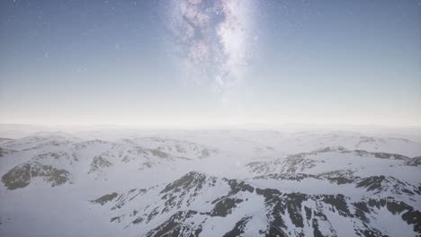 milky way above snow covered terrain