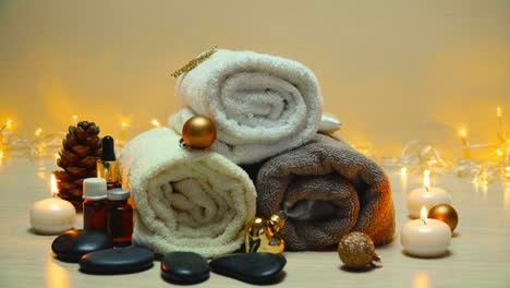 artículos de concepto de spa con decoraciones navideñas
