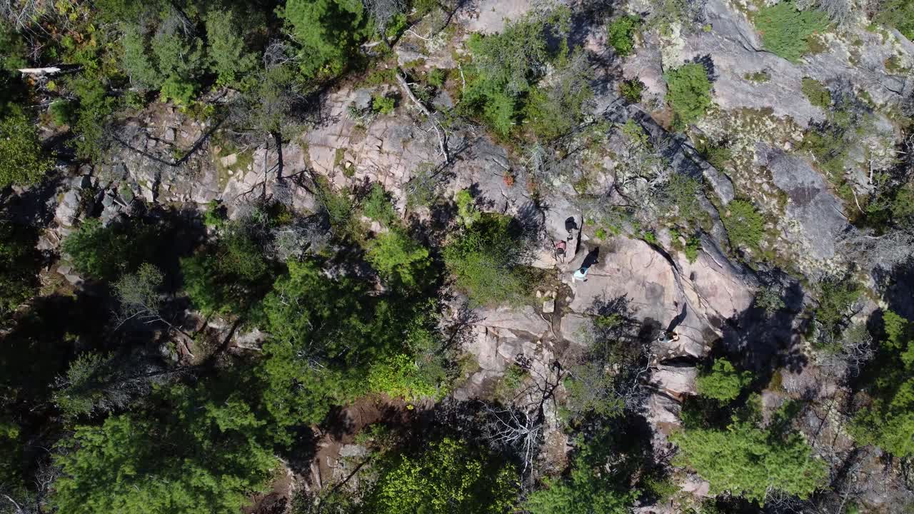 desde el aire: terreno rocoso y árboles verdes en el parque provincial de killarney, canadá