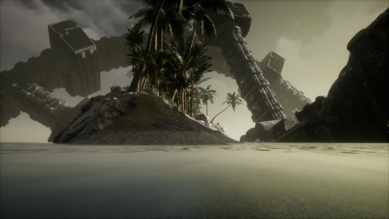 UFO crashed in the ocean near tropical island