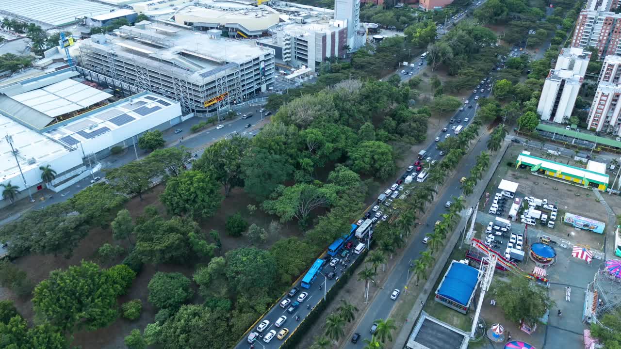 Aerial Hyperlapse Valle del Lili Bridge Pull Back