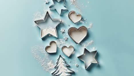 christmas cookie cutters with flour