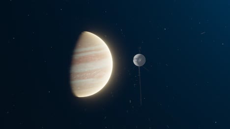 animación en 3d que muestra la sonda espacial voyager volando más allá en su camino a júpiter